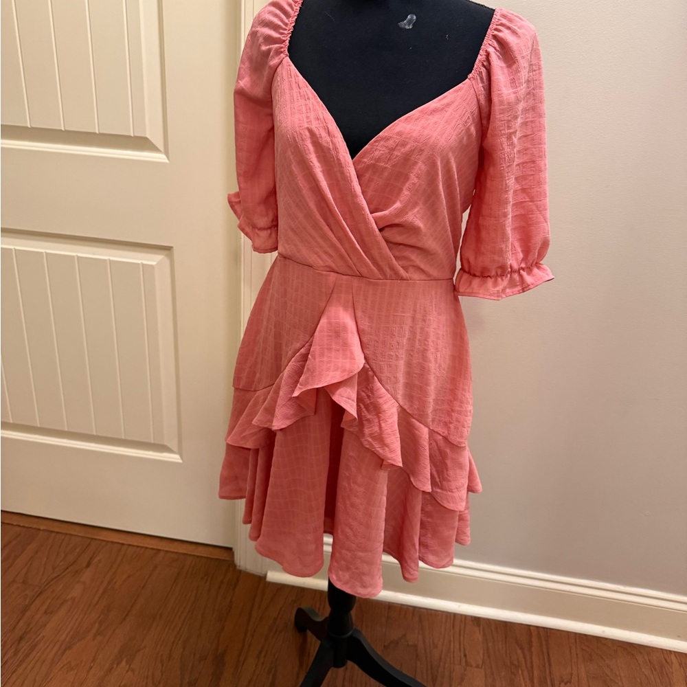 Francesca’s Mi Ami Elegant Pink Ruffle Dress